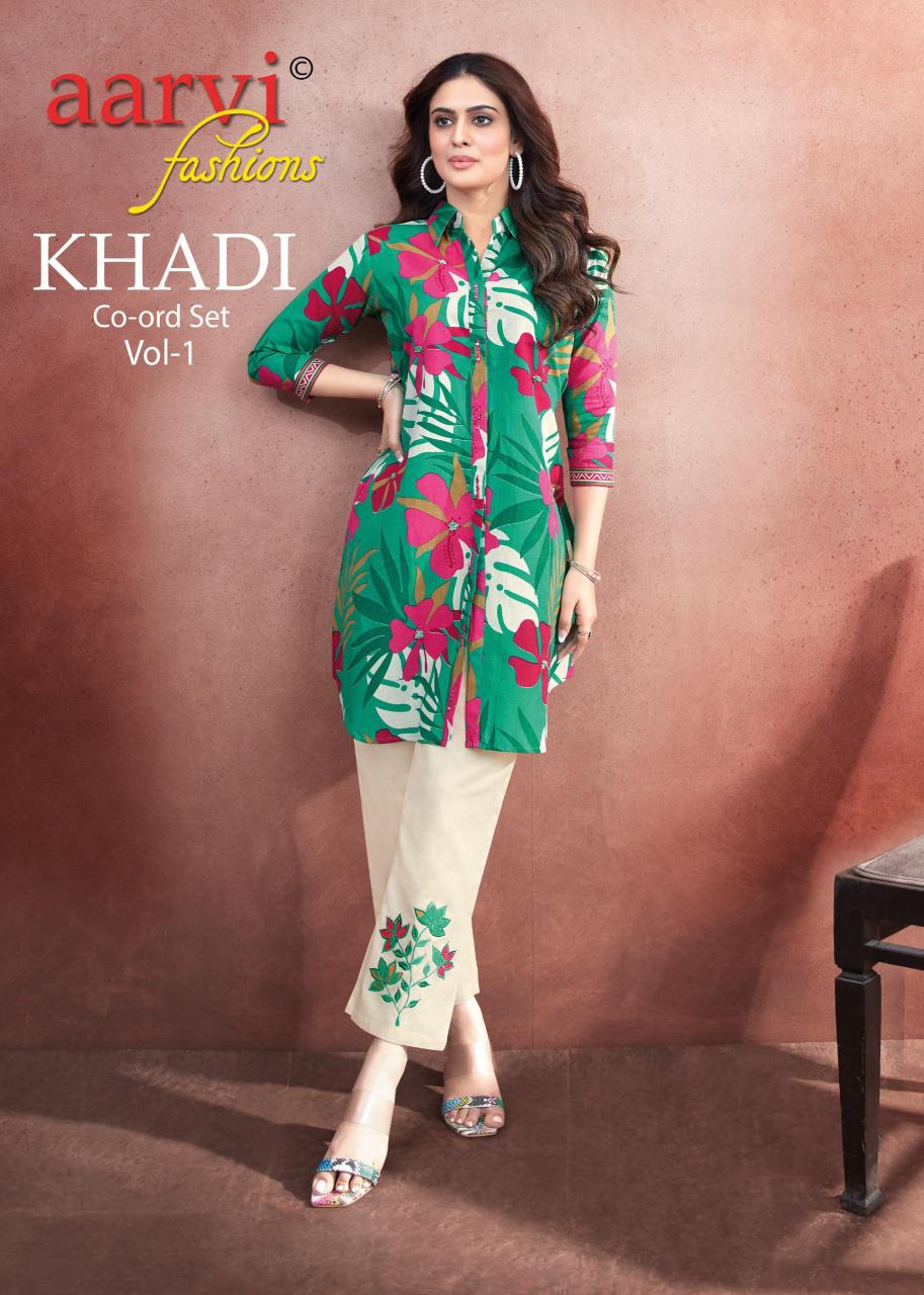 Aarvi Fashion Khadi Vol 01 Co-Ord Set Suits Wholesale Online