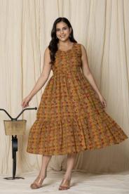 Artriddhs Cotton Sleeveless Ruffle Maxi Western Dress hyderabad with price