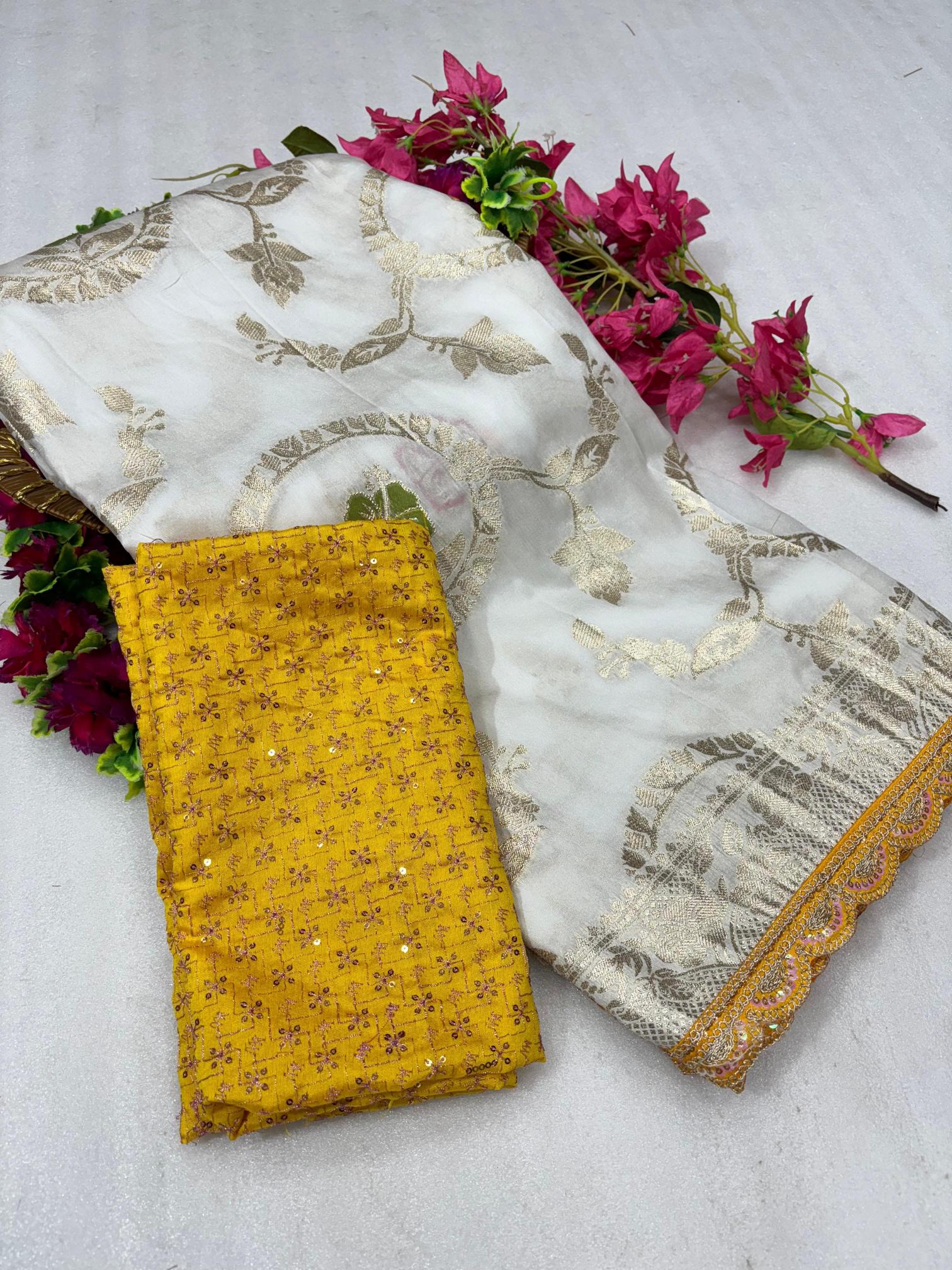 Artriddhs India fab White Dola Silk Collection Manufacture in india