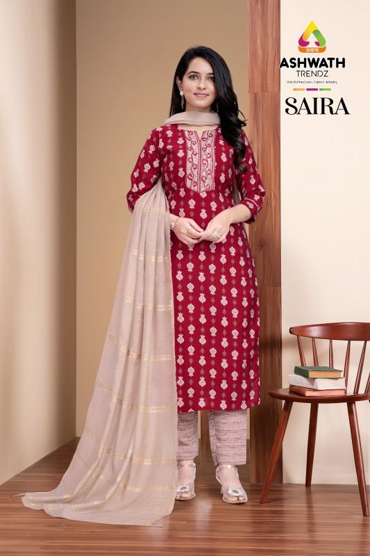 Ashwath Saira Vol 04 Mirror Work Kurti Pant With Duppata Supplier In Surat