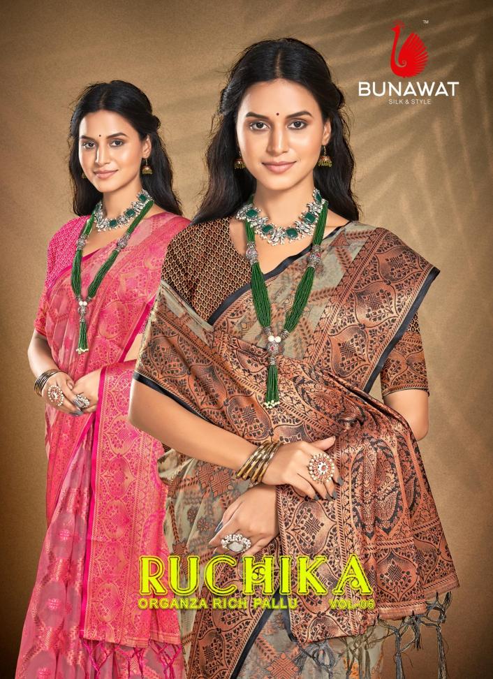 Bunawat Ruchika Vol-6 Party Wear New Designer Organza Sarees Collection