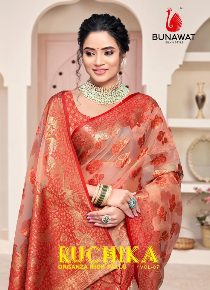 Bunawat Ruchika Vol-7 New Designer Organza Party Wear Sarees Collection