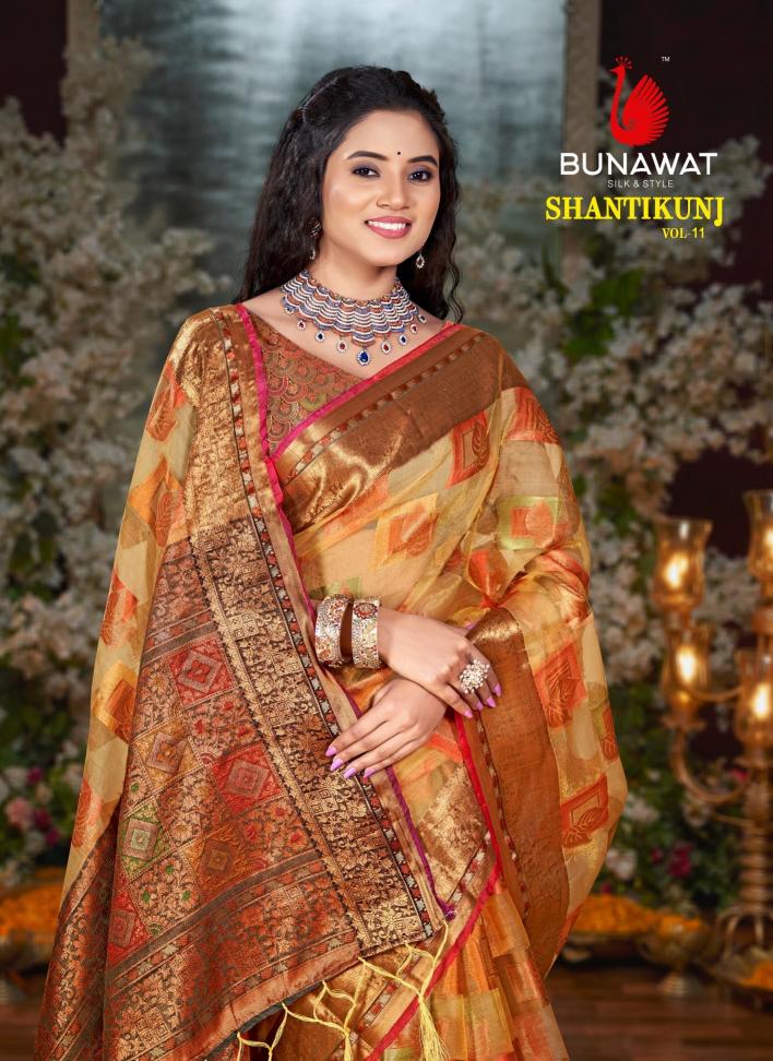 Bunawat Shantikunj Vol-11 Party Wear Chanderi Silk Designer Sarees Collection