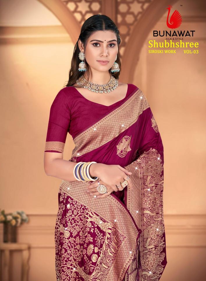 Bunawat Shubhshree Vol-3 Party Wear Exclusive Designer Silk Sarees Collection