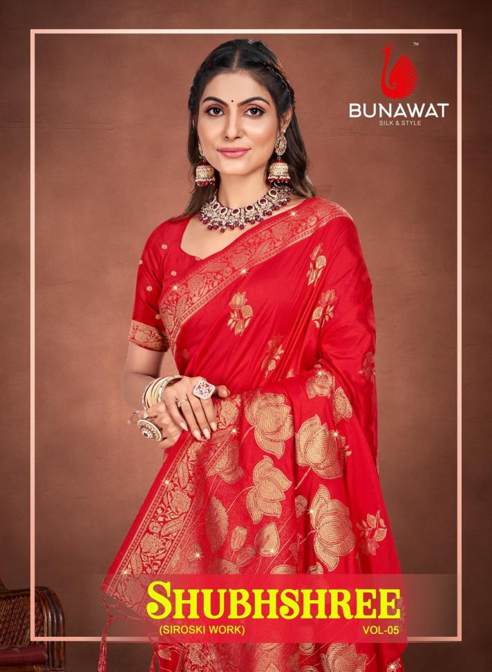 Bunawat Shubhshree Vol-5 Party Wear Latest Designer Silk Sarees Collection