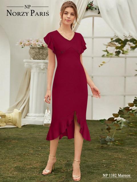 CAIRALONDON NP D 1382 MAROON WESTERN DRESS MANUFACTURERS IN GUJARAT