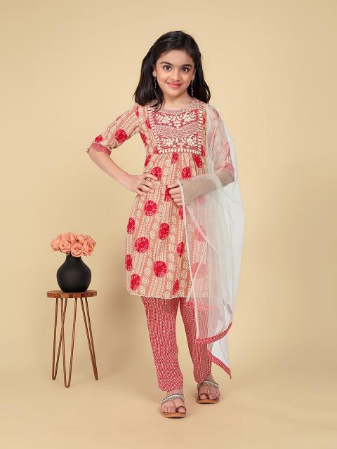 Culture Girls Cotton Printed Kurta with Bottom Dupatta set Suppliers In Surat 