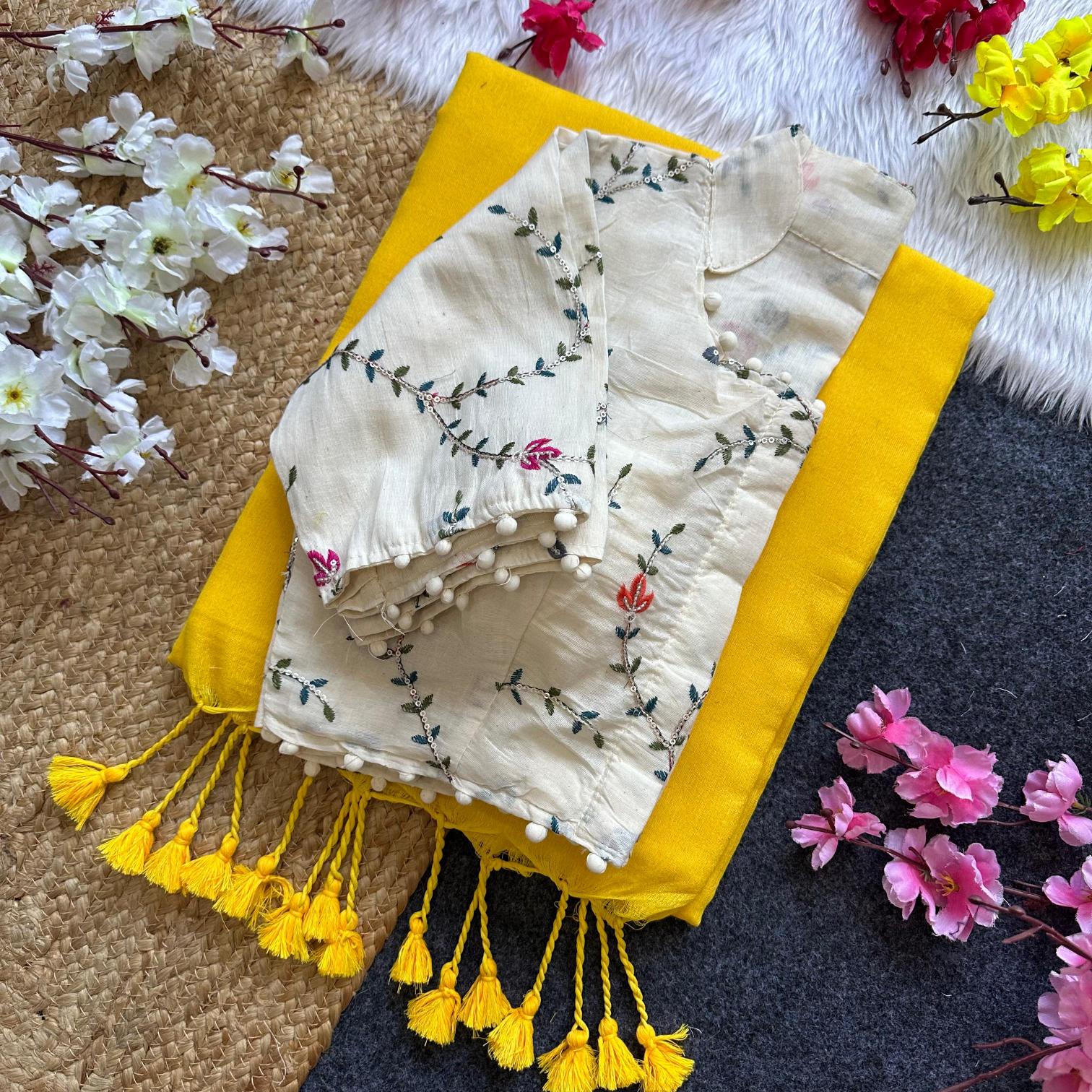 HK19 Khadi cotton saree And Khadi Cotton Blouse supplier