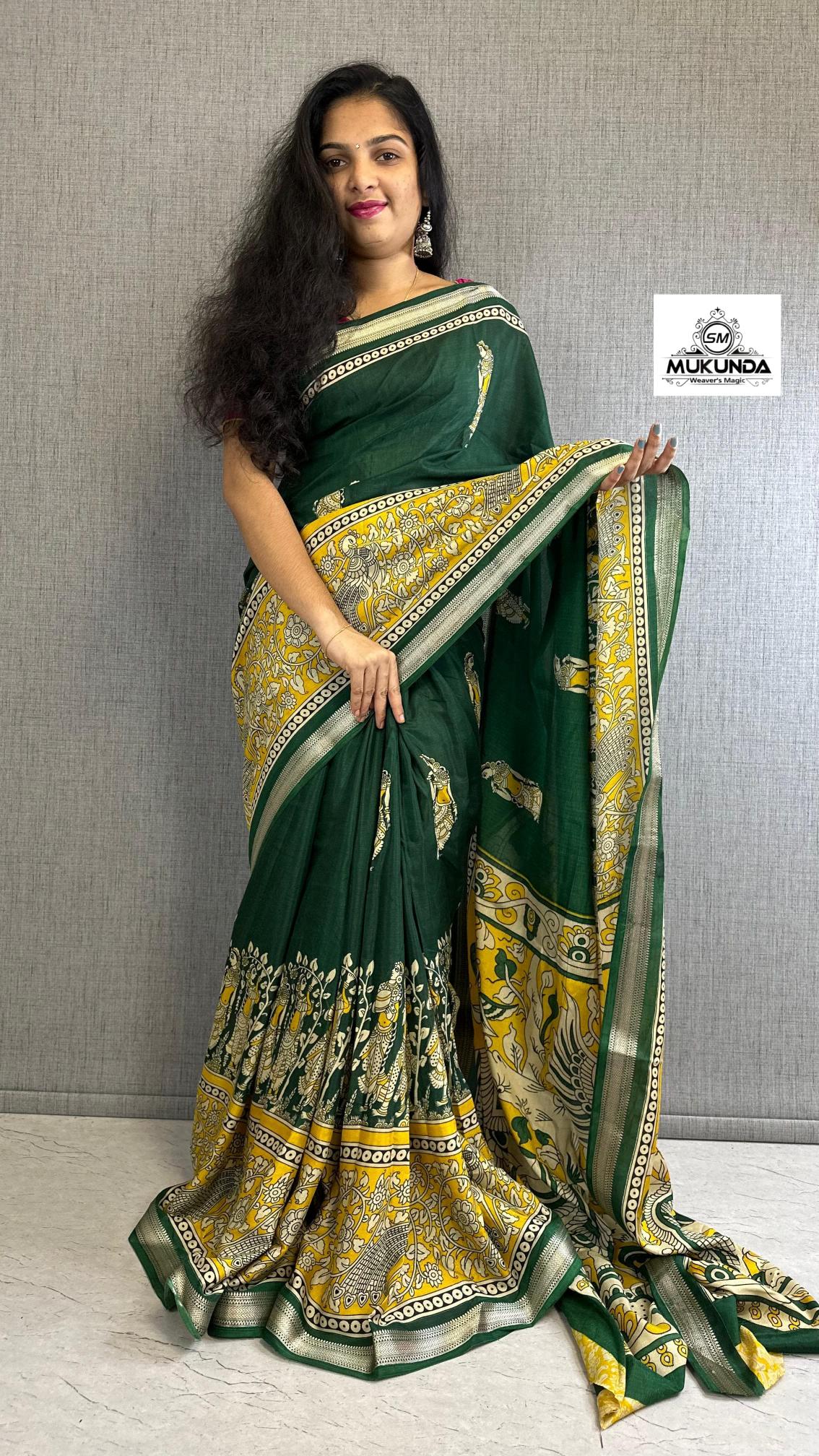 MALHAR KALAMKARI CRAPE SILK SAREES WHOLESALE PRICE