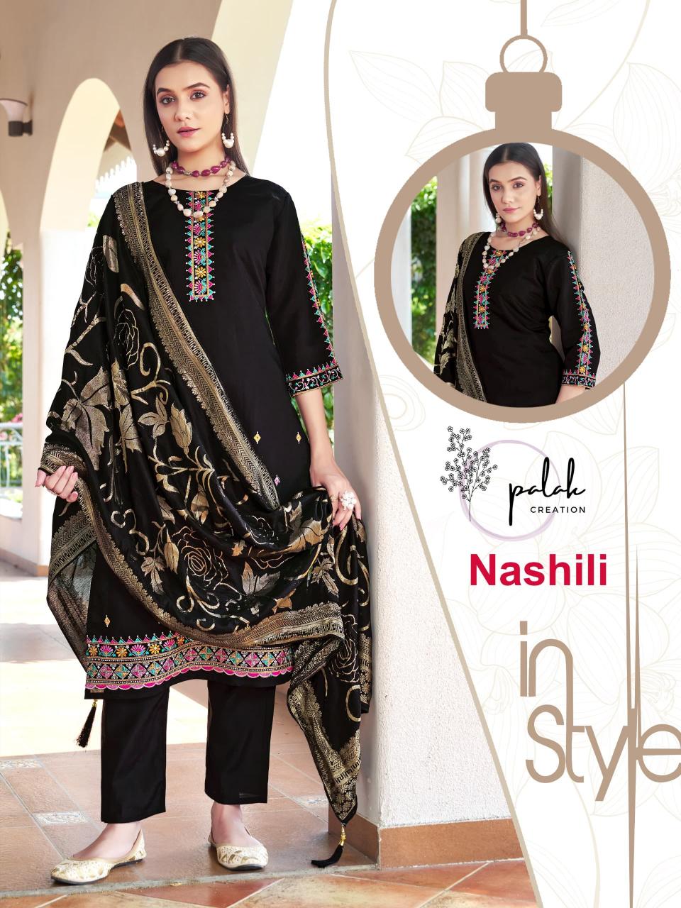 Nashili Roman Silk kurti with Jackard Dupatta and  pant wholesaller in india