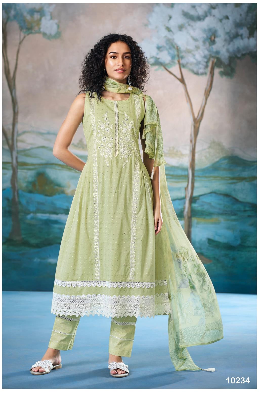 REYNA DAISY COTTON EMBROIDERY DRESS MATERIAL WHOLESALE