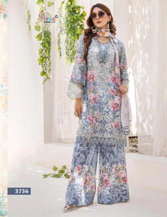 Shree fab Adan prints Embroidered lawn 2025 Dress Material Supplier India