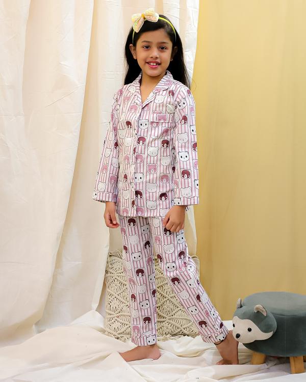 TINY KIDS MAROON NIGHT SUIT SET FOR GIRL WHOLESALE PRICE IN INDIA