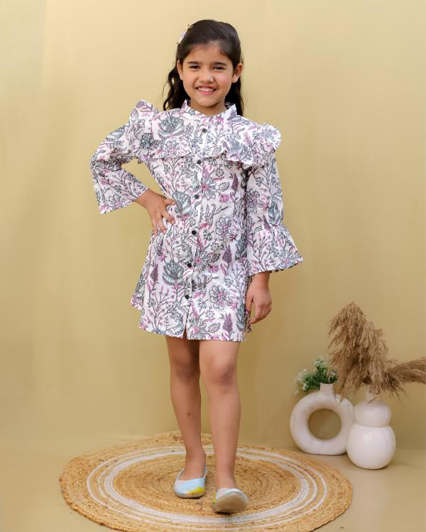 TINY KIDS SPRING SUMMER 25 GIRL WHITE FROCK KIDS WEAR WHOLESALE PRICE