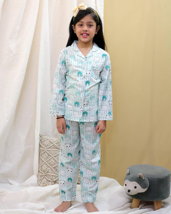 TINY KIDS TP-19 GREEN PREMIUM NIGHT SUIT SET FOR GIRL WHOLESALES IN GUJARAT