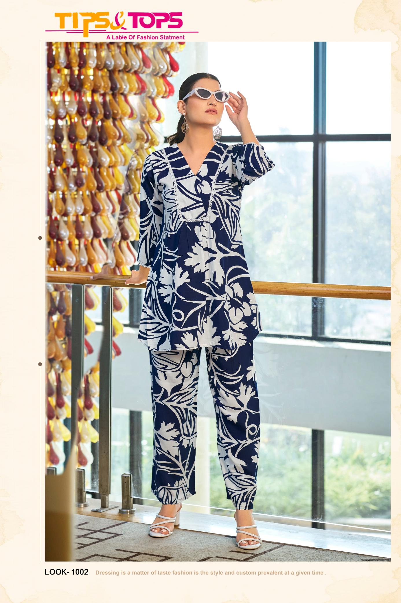 TIPS & TOPS VIONA RAYON PRINT CO-ORD SET  WHOLESALLER IN SURAT MARKET