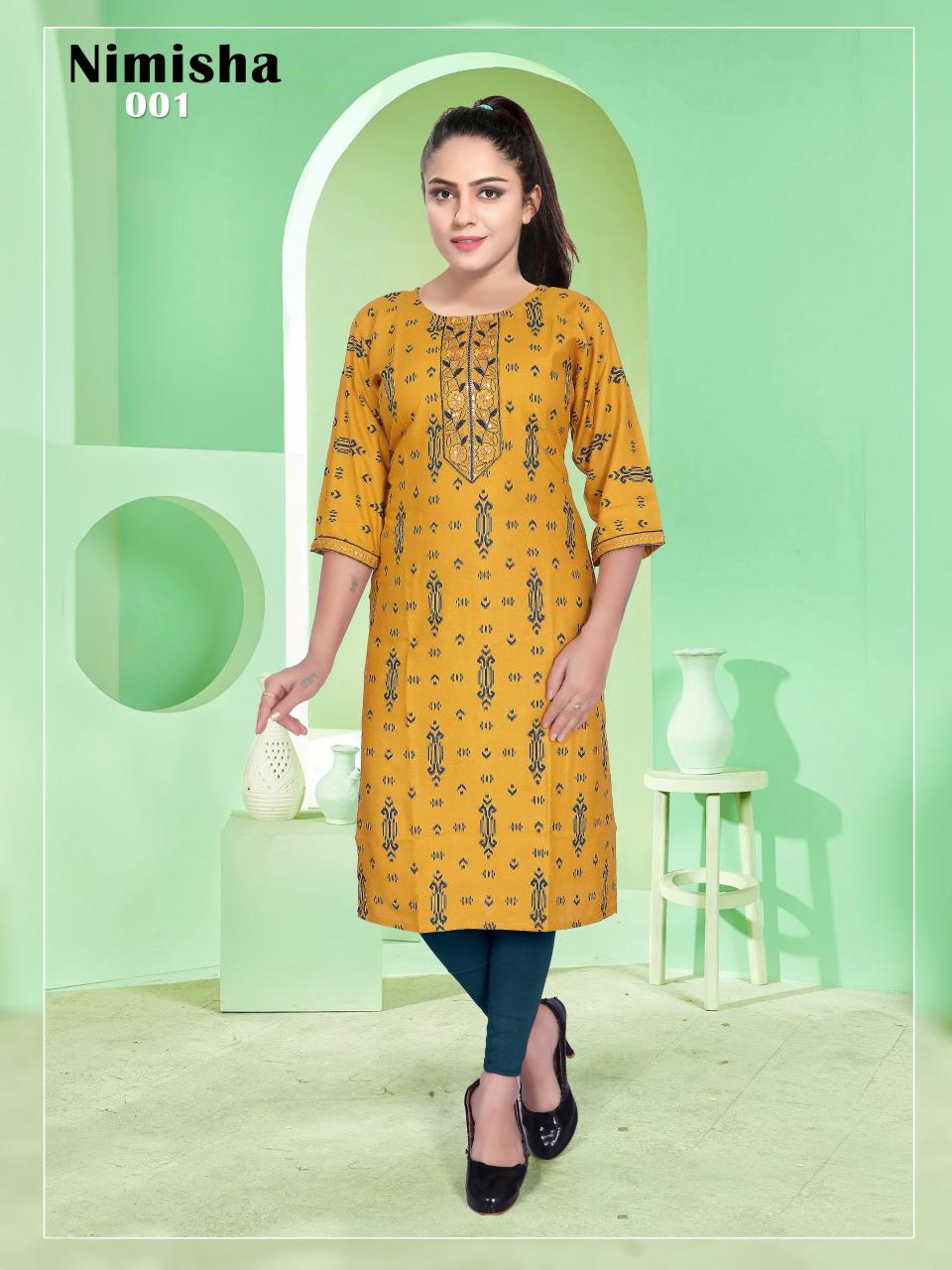 TRENDY NIMISHA REYON SCREEN PRINT WHOLESALE KURTIS ONLINE SHOPPING