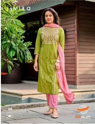 100MILES JIVIKA 3PSC READYMADE SET KURTIS WHOLESALE IN SURAT