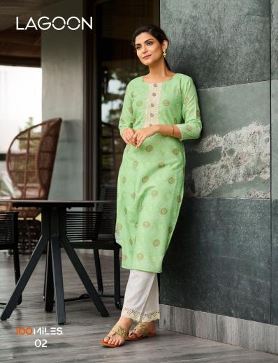 100MILES LAGOON PRINTED KURTI WHOLESALE INDIAN KURTI SUPPLIERS