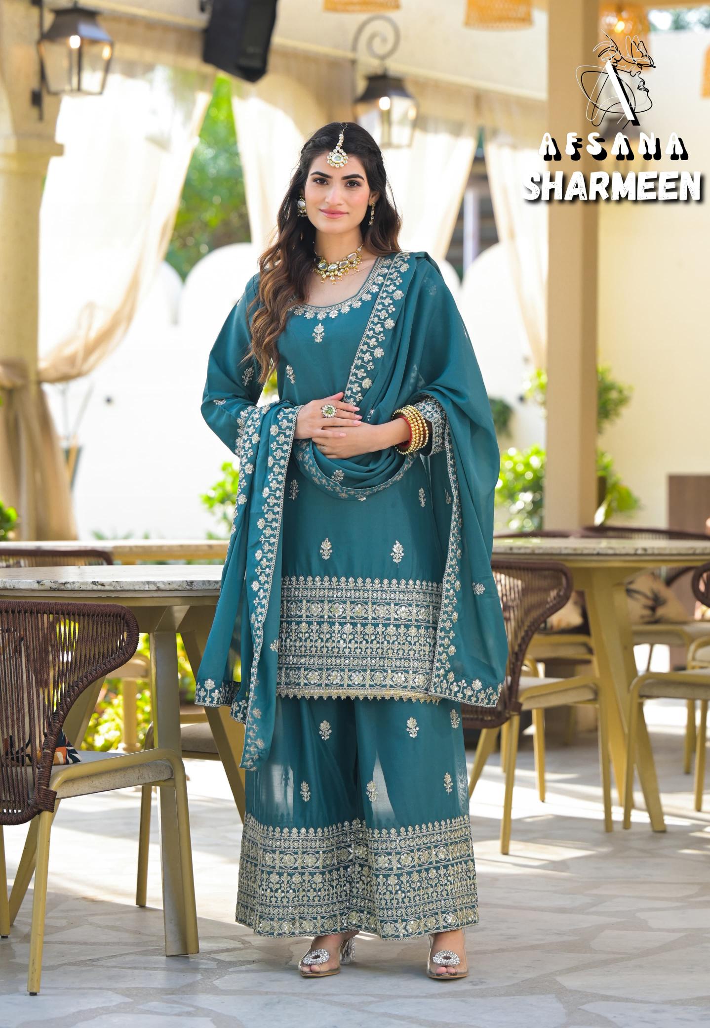 AFSANA SHARMEEN -2 BLUE READYMADE SALWAR KAMEEZ WHOLESALE ONLINE