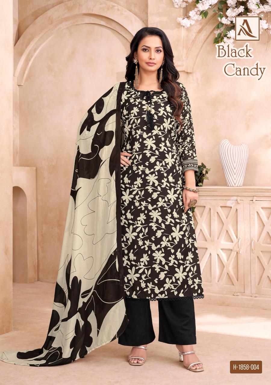 ALOK SUIT BLACK CANDY WHOLESALE DRESS MATERIALS IN HYDERABAD