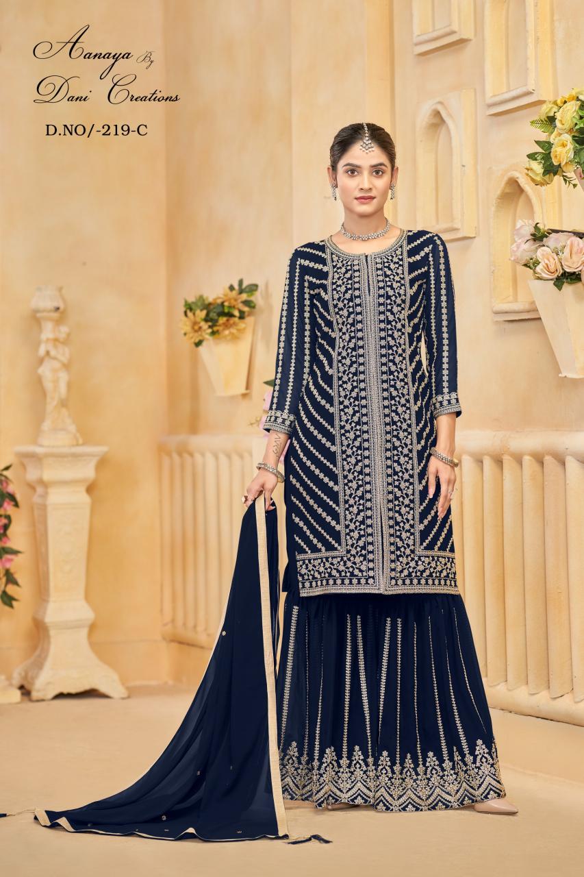 DANI AANAYA VOL-129 TOP WITH SHARARA ONLINE WHOLESALE PAKISTANI SALAWAR KAMEEZ