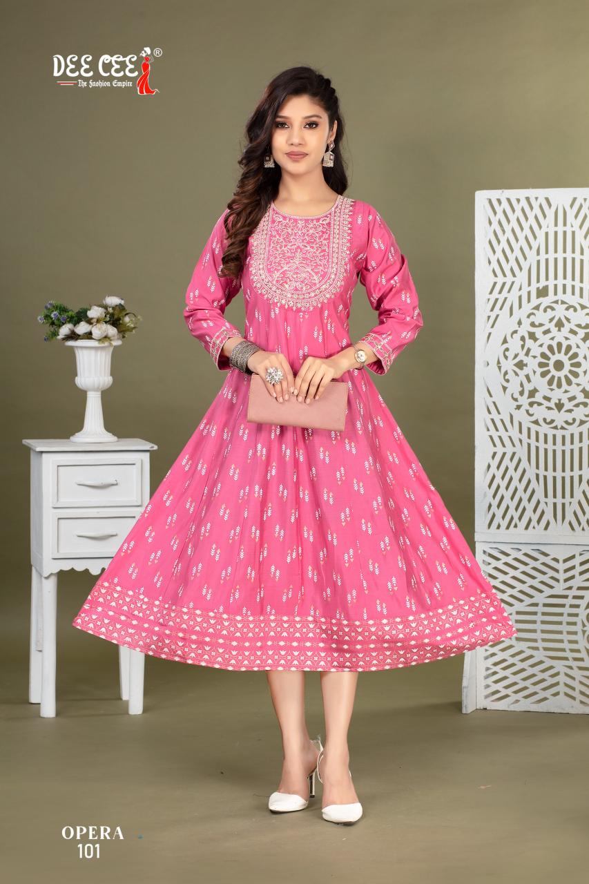 DEECEE OPERA ROMAN SILK ANARKALI SUPPLIER OF LADIES KURTI 