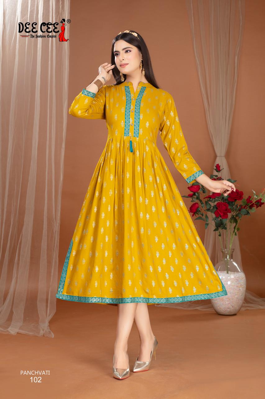 DEECEE PANCHVATI FLARED CHINEES COLOUR WHOLESALE KURTIES ONLINE SHOPPING