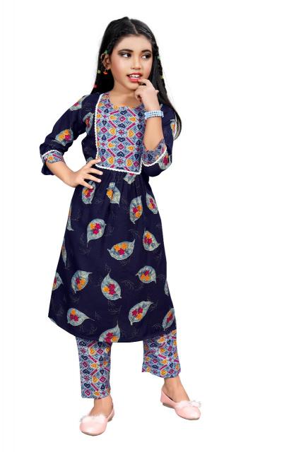 KIDS D-08 GREY KURTI PANT WITH DUPATTA SET FOR GIRL WHOLESALE DIRECT MANUFACTURER SURAT