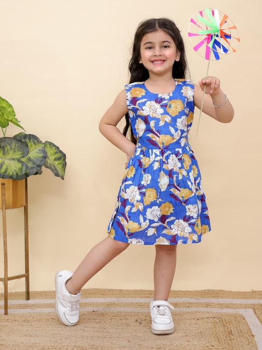 KIDS GIRL PURPULE FLORAL PREMIUM COTTON FROCK WHOLESALE DEALER IN GUJARAT