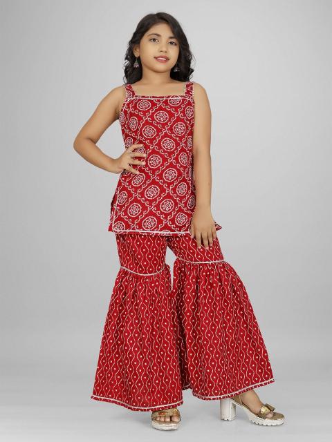 KIDS GIRL TOP WITH SHARARA DUPATTA SET WHOLESALE ONLINE INDIA