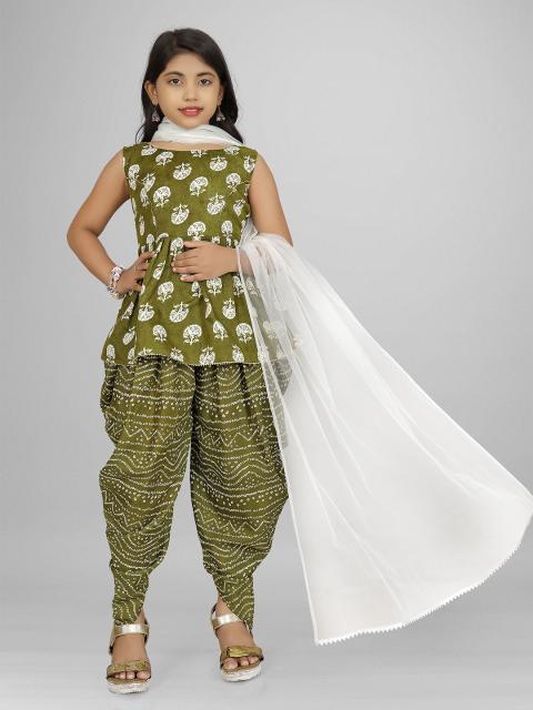 KIDS KALA PEPLUM TOP WITH DHOTI DUPATTA SET SUPPLIER IN INDIA