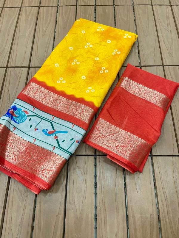 MALHAR MUKUNDA VOL-9 DOLA SILK PRINTED BANDHANI SAREE WHOLESALE JAIPUR SAREE MARKET