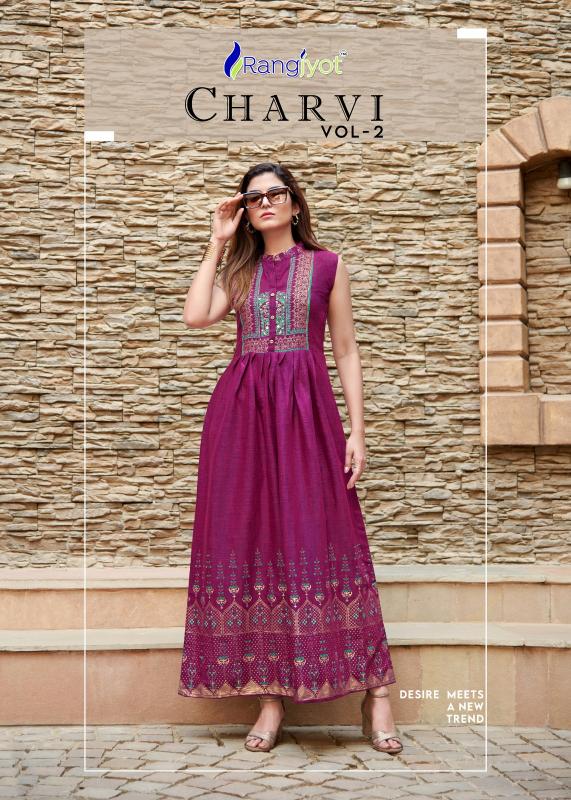 RANGJYOT CHARVI VOL-2  DESIGNER LONG KURTI GOWN WHOLESALE KURTI ONLINE