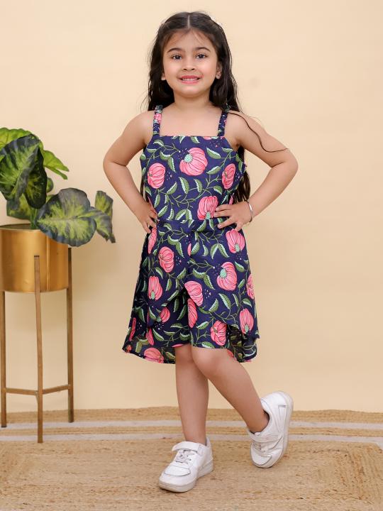 TINY KIDS BLUE DR-08 SLIT FROCK WITH SHORTS WHOLESALE IN INDIA