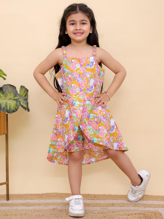 TINY KIDS SPRING-SUMMER2025 YELLOW FROCK WHOLESALE ONLINE INDIA