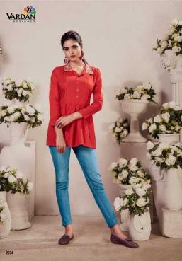 VARDAN DESIGNER BATAK VOL-1 RED SHORT TOP WHOLESALE IN INDIA