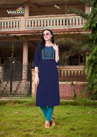 VARDAN DESIGNER CLOUD VOL-2 BLUE EMBROIDERY WORK KURTI WHOLESALE SUPPLIERS