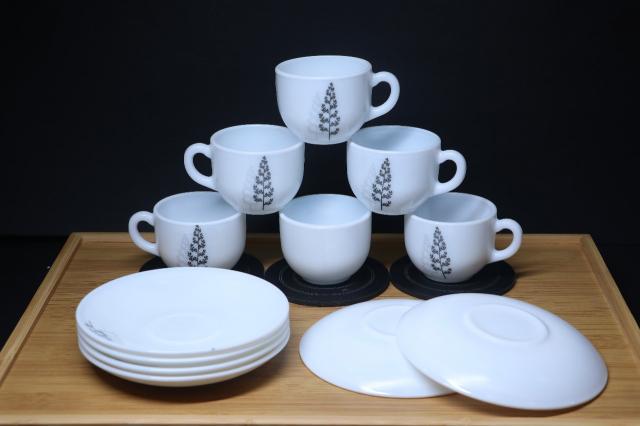 MG Elegant White Porcelain Cup & Saucer Set with Minimalist Floral Design crookery kitchen products at wholesale price