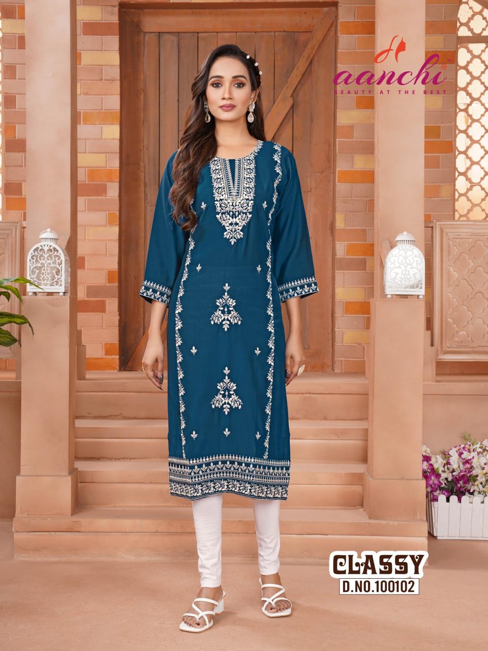 Aanchi classy roman silk wholesale kurti manufacturers