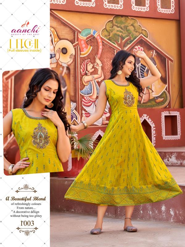 Aanchi litchi modal silk flair premium kurti manufacturer