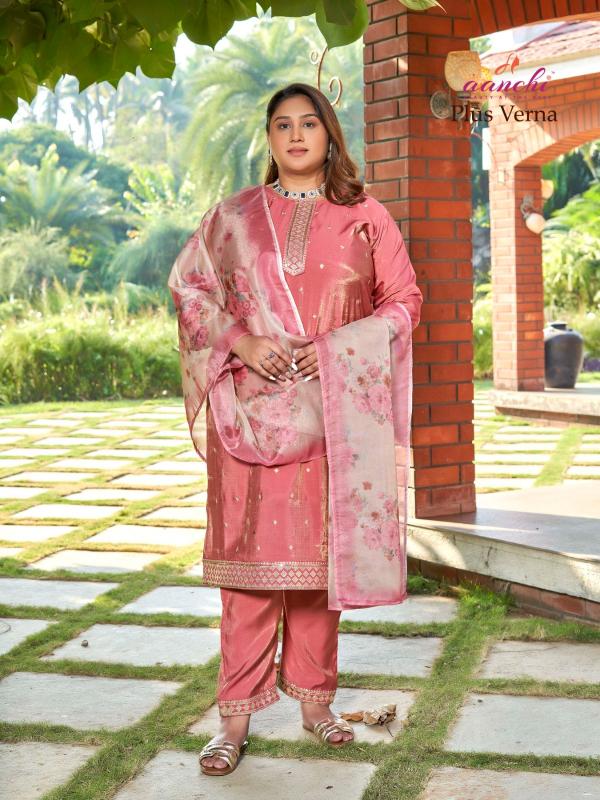 Aanchi plus verna roman shimmer top bottom dupatta ladies kurti manufacturers