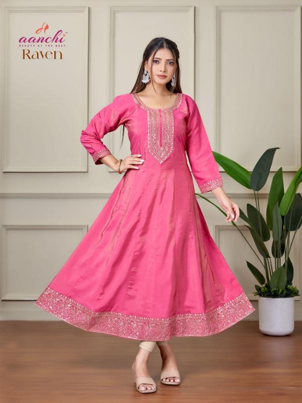 Aanchi raven flair roman shimmer kurtis manufacturers in india