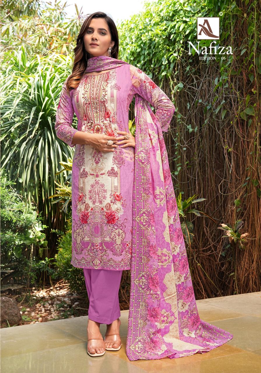 Alok suit Nafiza 5 cambric cotton pakistani print unstitched dress material wholesale