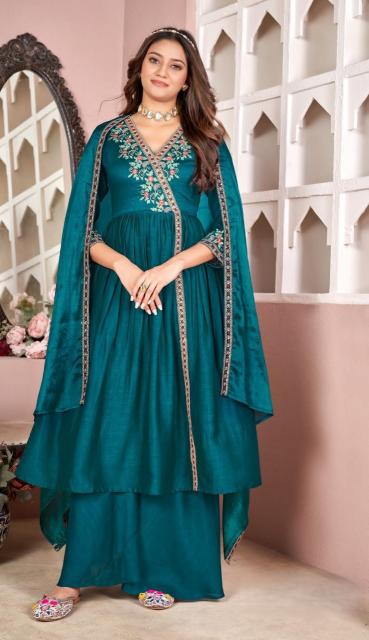 Angrakha vol vichitra with heavy embroidery top bottom dupatta kurti set manufacturer