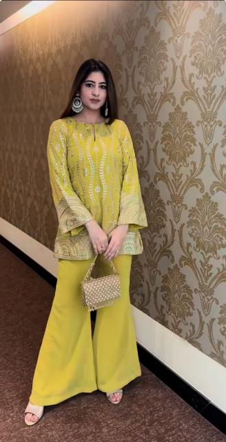 Astha fox georgette top plazzo kurti set manufacturer