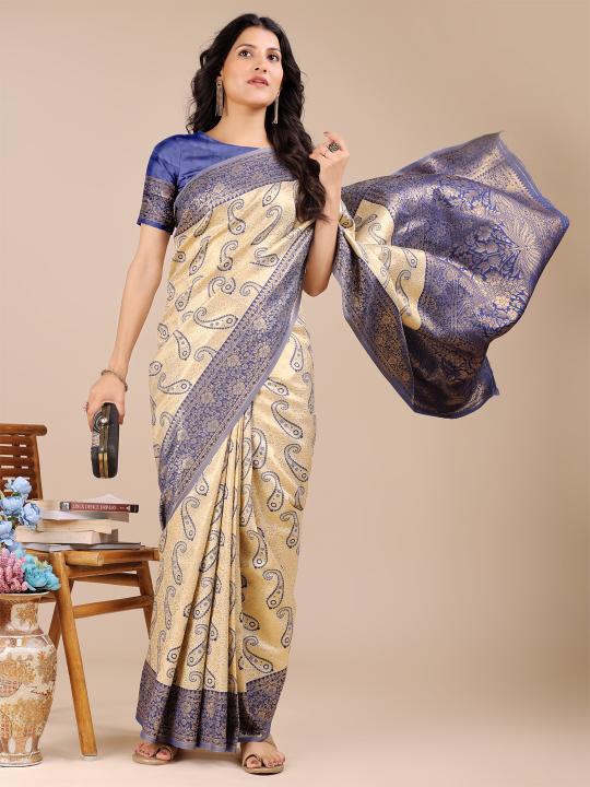 AURA SILKS by astita fancy designer Banarasi silk fabric saree wholesale with latkan 