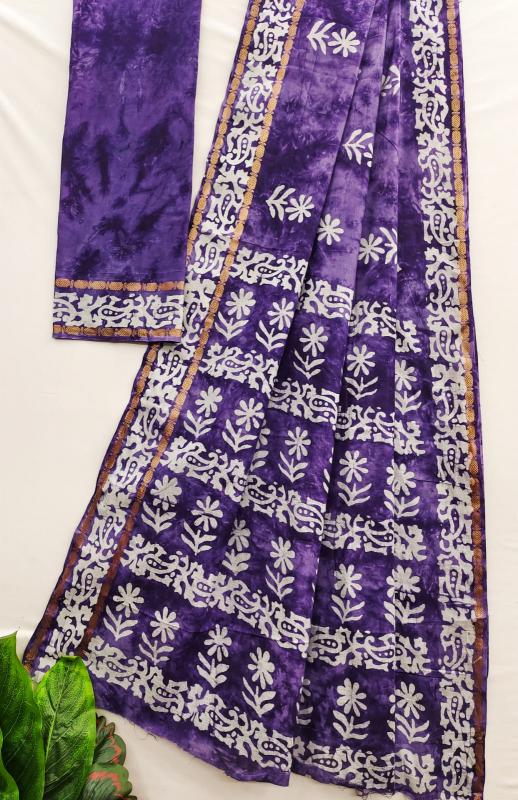 Bagru block print wax batic cotton sarees surat saree market