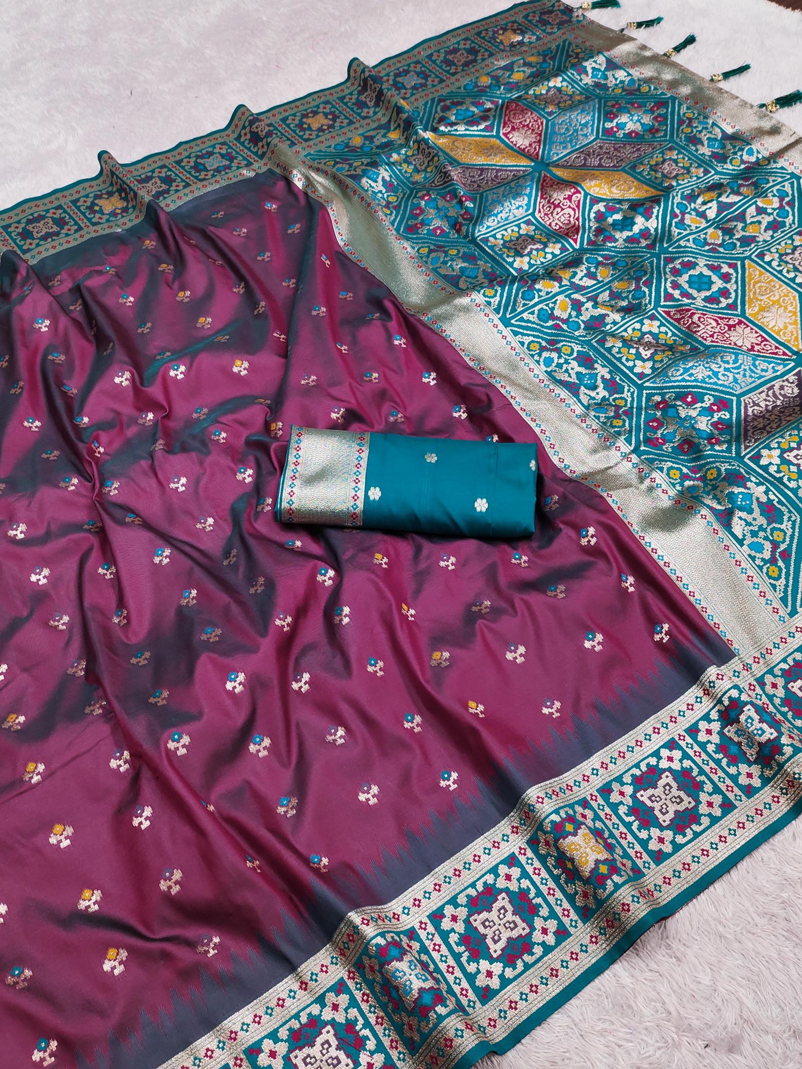 Banarasi-14 Soft silk saree & pallu with contrast blouse wholesale saree market in surat with price
