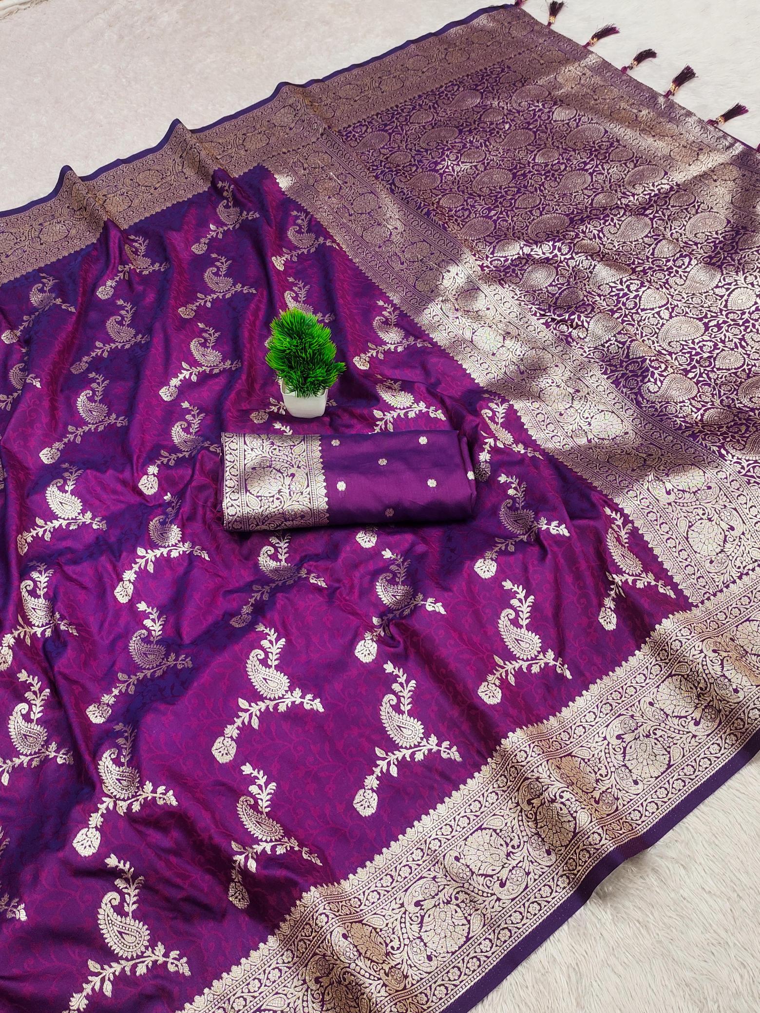 Banarasi-16 soft banarasi silk saree & rich pallu with silk blouse wholesale saree market in surat with price